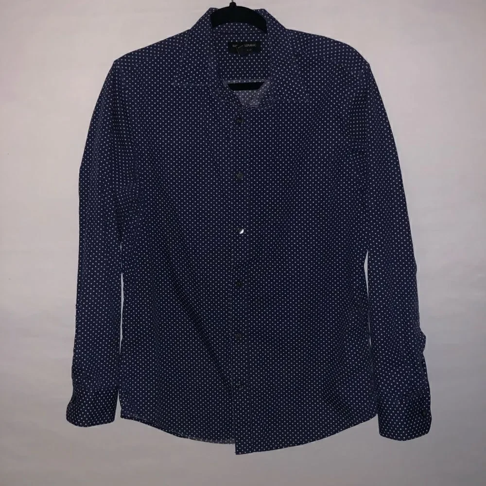 Banana Republic Navy Printed Button Down Shirt